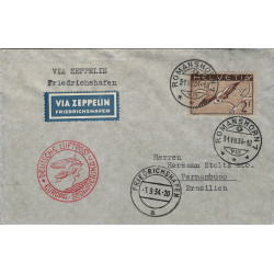 Suisse lettre de Romanshorn pour Brésil par Zeppelin Allemand 1934.