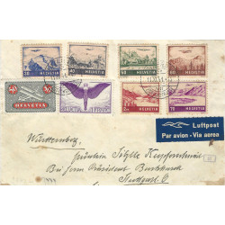 Suisse timbres poste aérienne N°9-12-27/31 et 33 oblitérés sur devant 1941.