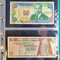 Lot de 50 billets de banque anciens du monde en album.