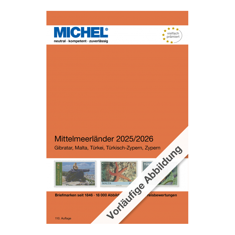 Catalogue de cotation Michel timbres de pays méditerranéennes 2025-2026.
