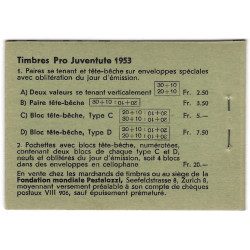 Suisse carnet de timbres pour la jeunesse N°C539b neuf** - Pro Juventute 1953.