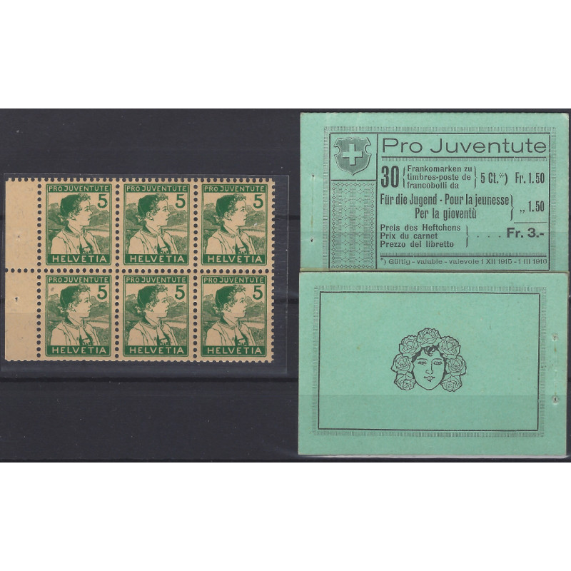 Suisse timbre pour la jeunesse N°149 bloc de 6 neuf** provenant de carnet.