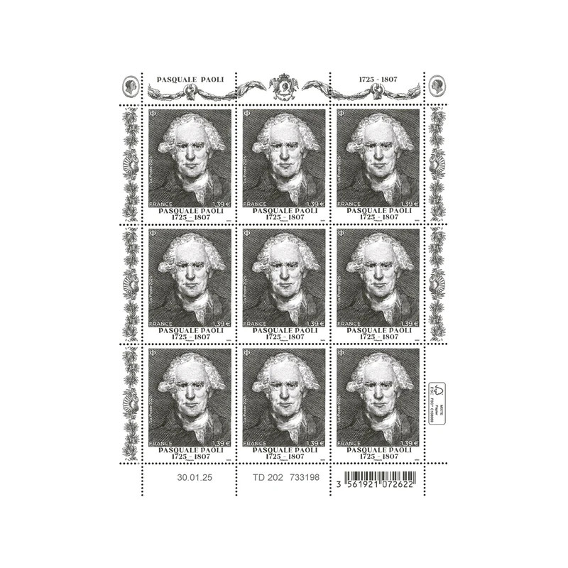 Timbre Pasquale Paoli en feuillet de France N°F177 neuf**.
