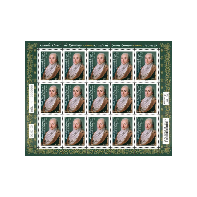 Timbre Claude Henry de Rouvroy en feuillet de France N°F182 neuf**.