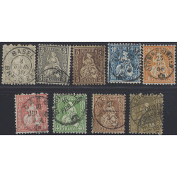 Suisse Helvetia assise timbre N°33-41 série oblitéré.