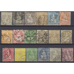 Suisse Helvetia assise timbres N°33-48 séries oblitérés.