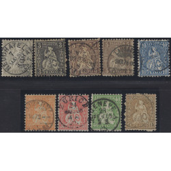 Suisse Helvetia assise timbres N°33-41 lot oblitéré.