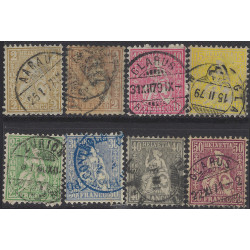 Suisse Helvetia assise timbres N°42-48 série oblitéré.