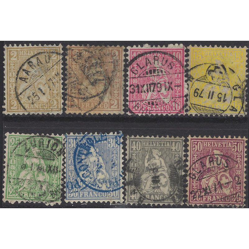 Suisse Helvetia assise timbres N°42-48 série oblitéré.
