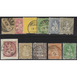 Suisse Helvetia assise lot de timbres oblitérés.