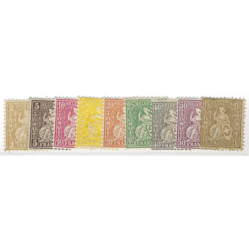 Suisse Helvetia assise timbres N°49-57 série neuf.