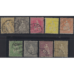 Suisse Helvetia assise timbres N°49-57 série oblitéré, R.