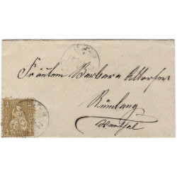Suisse Helvetia assise timbre N°42A oblitéré sur lettre pour Allemagne.