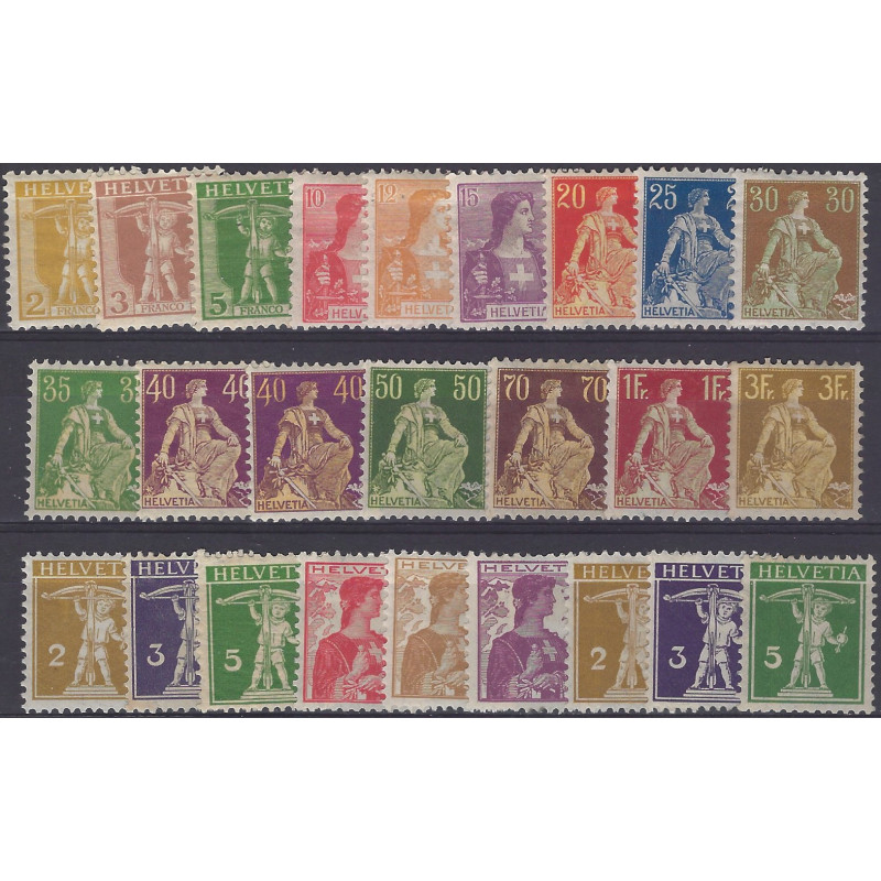 Suisse Helvetia timbres N°113-136 séries neufs*.