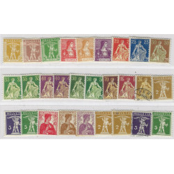 Suisse Helvetia timbres N°113-136 séries neufs* et oblitérés.