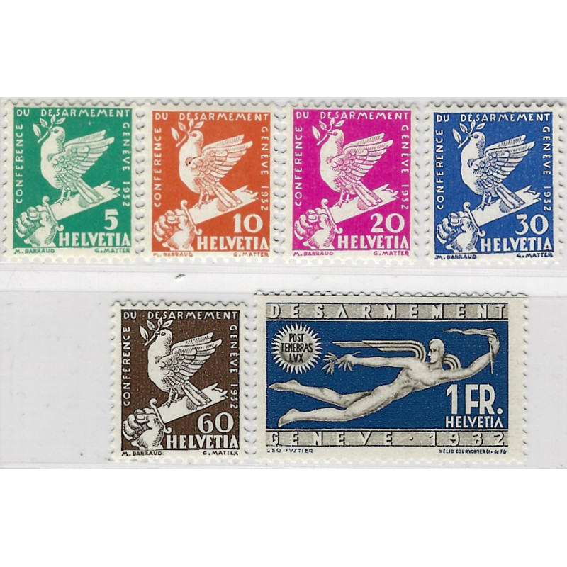 Suisse Désarmement timbres N°254-259 série neuf**.