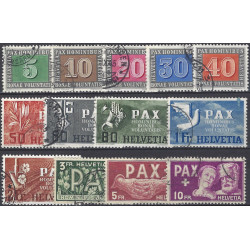 Suisse Pax timbres N°405-417 série oblitéré.
