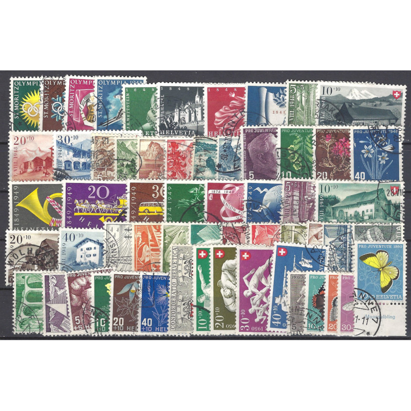 Suisse années complètes timbres oblitérés 1948-1950.