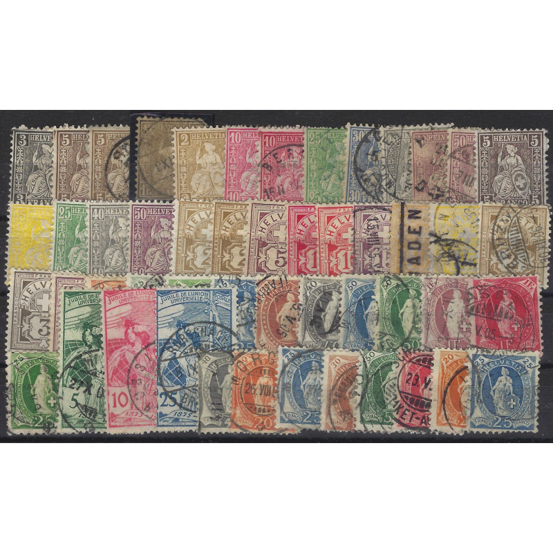 Suisse lot de 50 timbres neufs et oblitérés 1862-1907 pour étude.