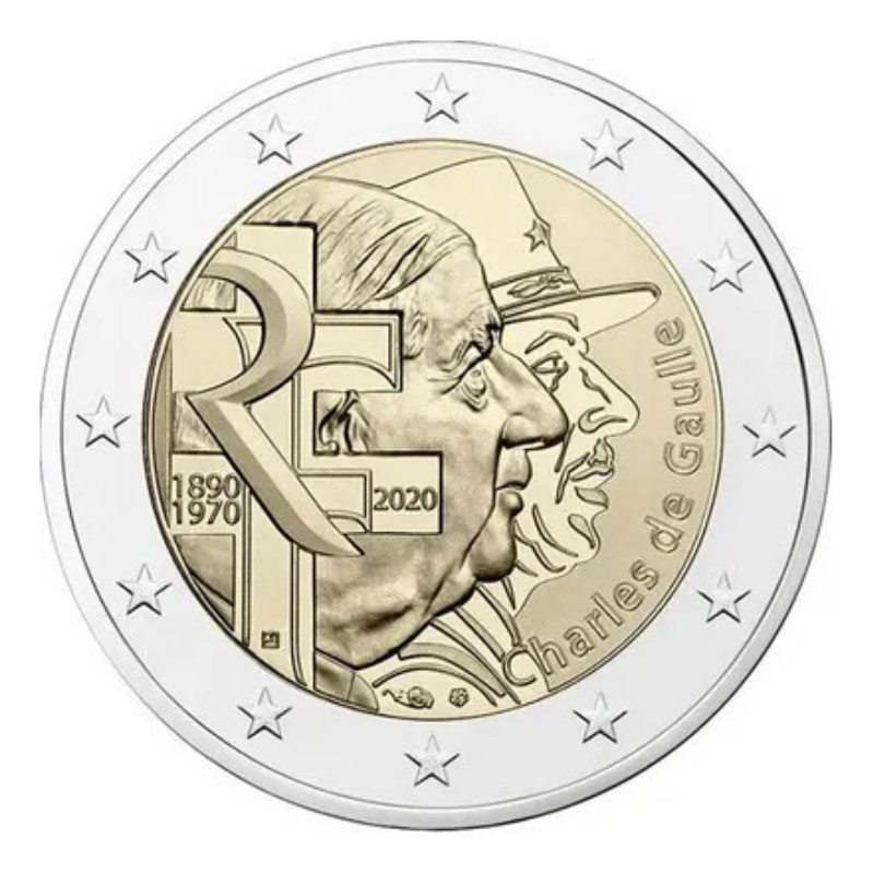 2 euros commémorative France 2020 - Charles de Gaulle.