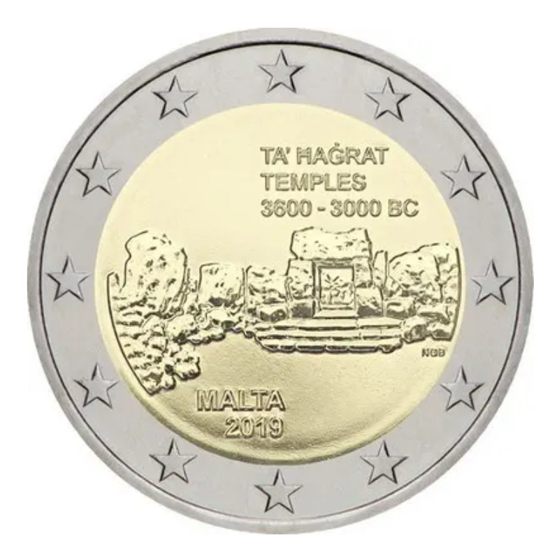 2 euros commémorative Malte 2019 - Temples Ta´Hagrat.