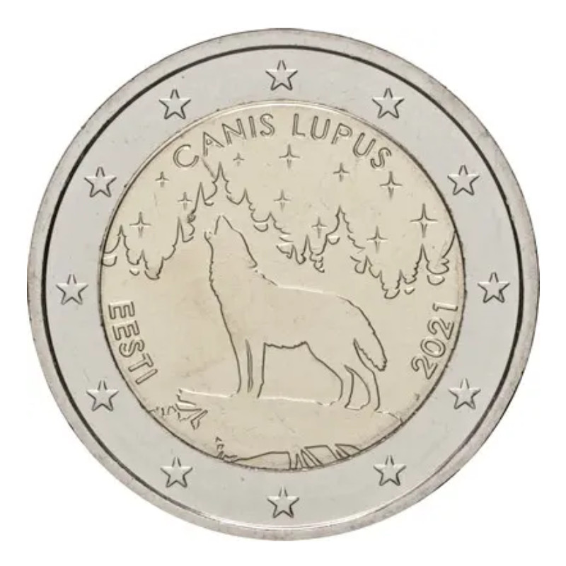 2 euros commémorative Estonie 2021 - Le loup.