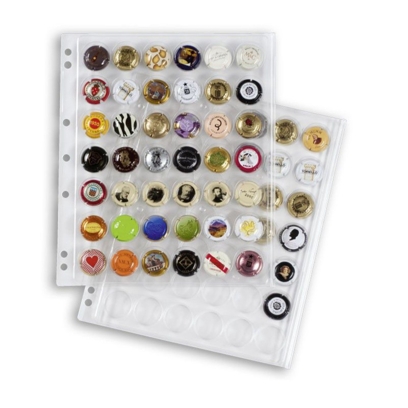 Pochettes transparentes ENCAP pour 42 capsules de champagne, bière, sodas.