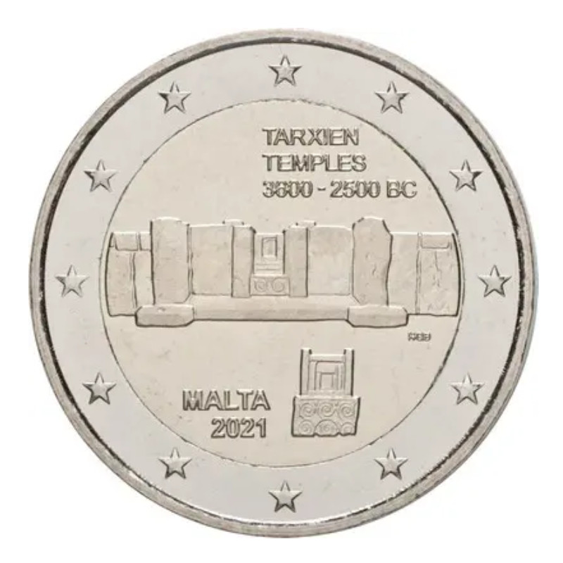 2 euros commémorative Malte 2021 UNC - Temples de Tarxien.