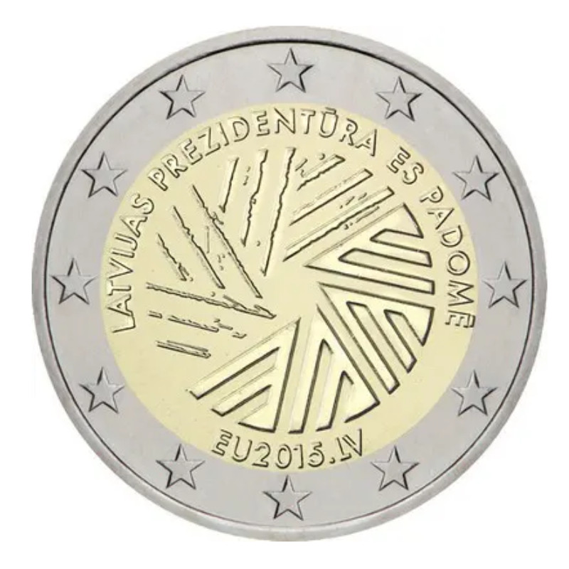 2 euros commémorative Lettonie 2015 - Présidence de l'Union européenne.