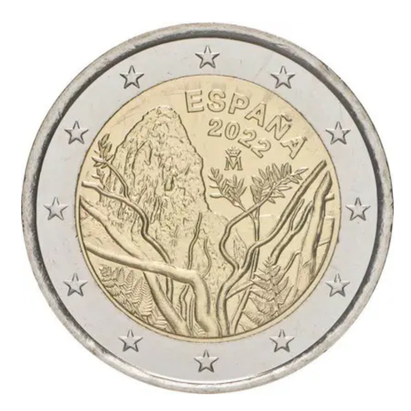 2 euros commémorative Espagne 2022 -  Parc national Garajonay.