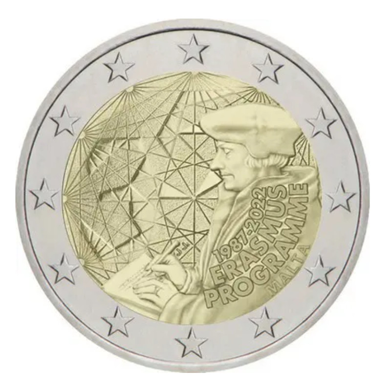 2 euros commémorative Malte 2022 UNC - Erasmus.