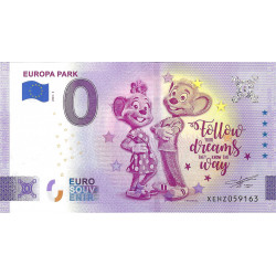Billet Euro souvenir Europa Park Follow your dreams 2024.