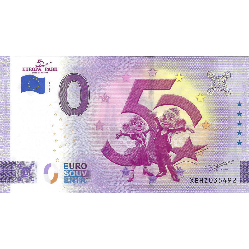 Billet Euro souvenir Europa Park 50 ans 2025.