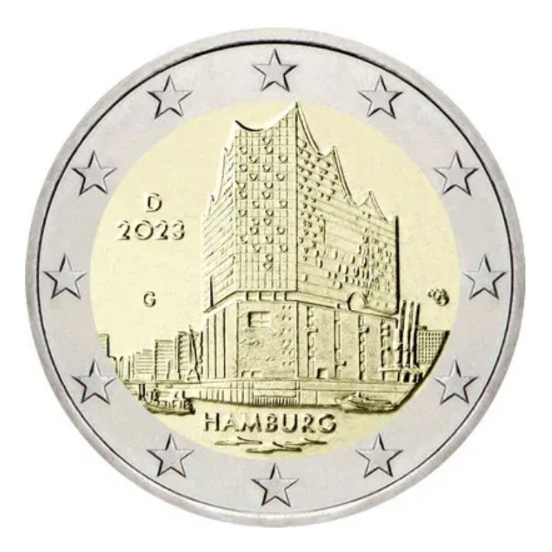 2 euros commémoratives Allemagne 2023 - Hambourg, les 5 ateliers.