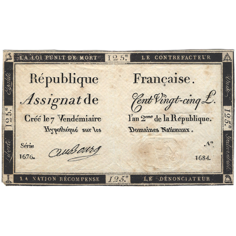 France Assignat de 125 livres N°Ass-44a.