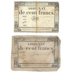 France lot de 2 assignats de 100 francs N°Ass-48a.