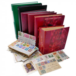 Vrac philatélique de timbres du monde en un carton.