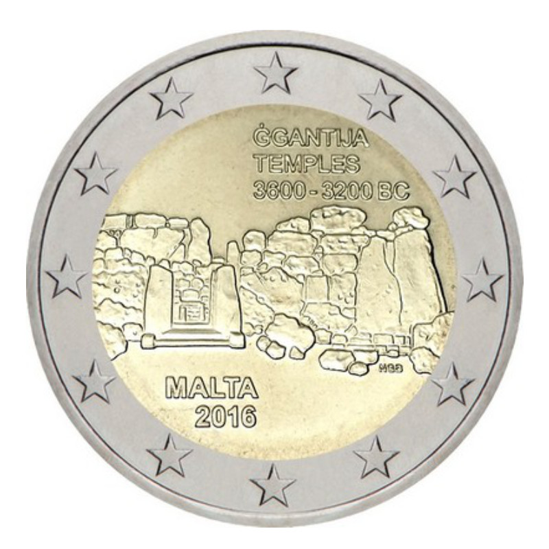 2 euros commémorative Malte 2016 - Temples de Ġgantija.