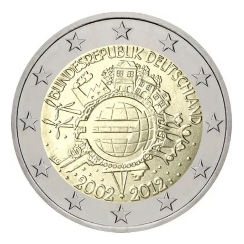 2 euros commémoratives Allemagne 2012 - 10 ans de l'Euro, les 5 ateliers.
