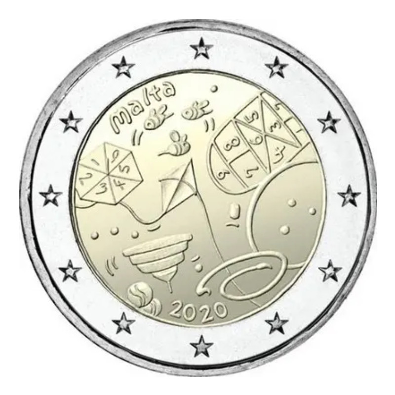 2 euros commémorative Malte 2020 UNC - Jeux d'enfants.