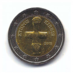 2 euros Chypre 2013 face nationale - Idole de Pomos.