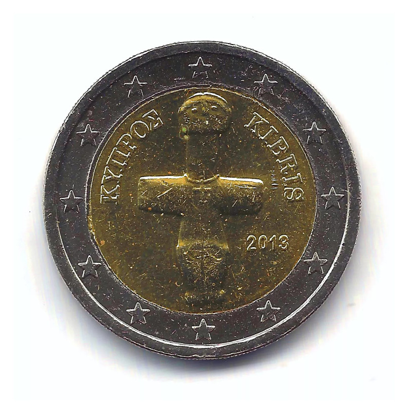 2 euros Chypre 2013 face nationale - Idole de Pomos.