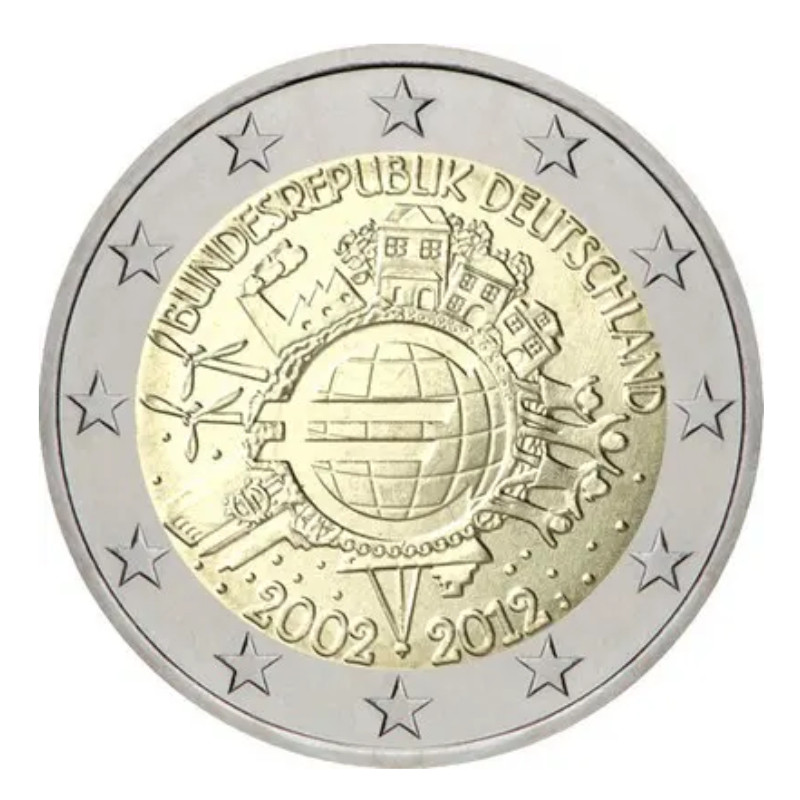 2 euros commémorative Allemagne 2012 - 10 ans de l'Euro.