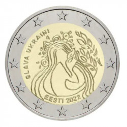 2 euros commémorative Estonie 2022 - Ukraine et Liberté en coincard BU.