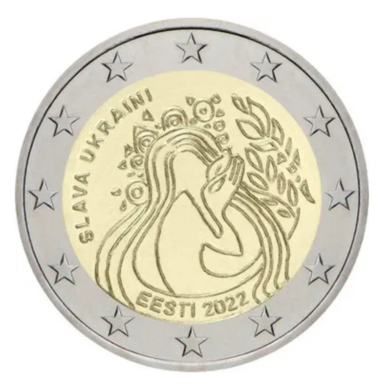 Pièce Commémorative 2 Euros Estonie 2022 – Paix En Ukraine (neuve)