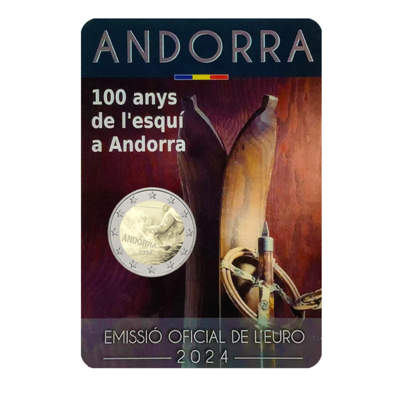 2 euros commémorative Andorre 2024 BU - 100 ans du Ski.