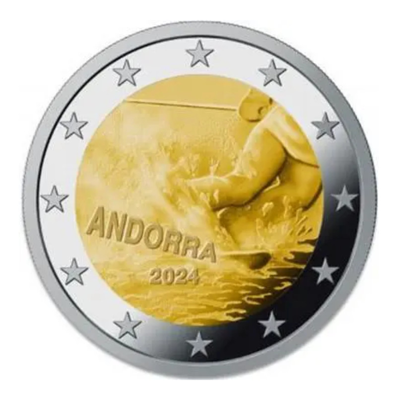 2 euros commémorative Andorre 2024 BU - 100 ans du Ski