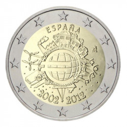 2 euros commémorative Espagne 2012 - 10 ans de l'Euro.