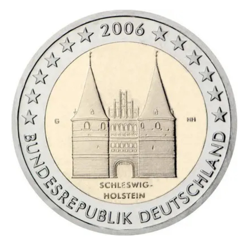 2 euros commémoratives Allemagne 2006 - Porte de Holstein, les 5 ateliers.