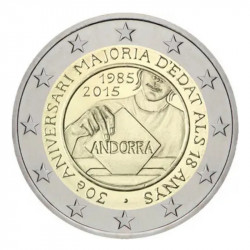 2 euros commémorative Andorre 2015 BU - Majorité civile à 18 ans.